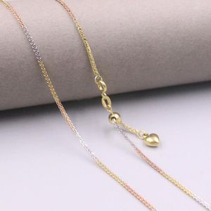 Kettingen Au750 Real 18K Multi-tone Gouden Ketting Neckalce Voor Vrouwen Vrouwelijke 1.1mm Kleur Tarwe Choker ketting 24''L Gift