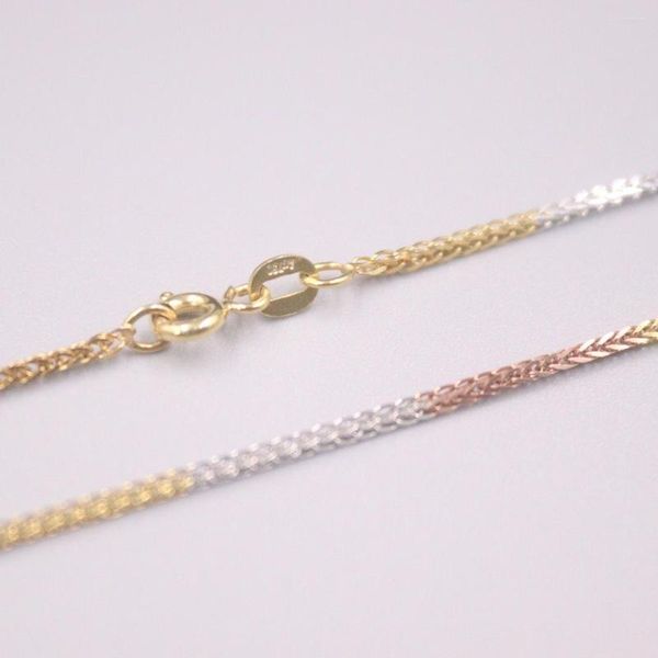 Cadenas Au750 Real 18K collar de cadena de oro multitono para mujer mujer 1,1mm Color trigo enlace gargantilla collar 20''L regalo
