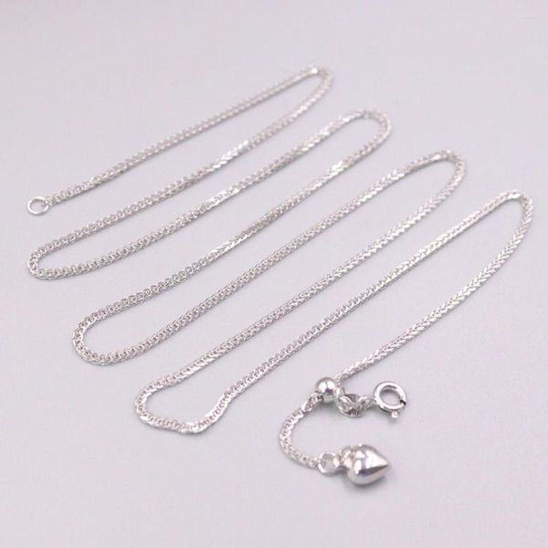 Chaînes Au750 véritable chaîne en or blanc 18 carats pour femme femme 1,2 mm brillant blé réglable coeur collier 60 cm/24 pouces de longueur