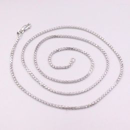 Chaînes Au750 véritable chaîne en or blanc 18 carats collier pour femmes femme 1.7mm boîte creuse collier ras du cou longueur 18 pouces