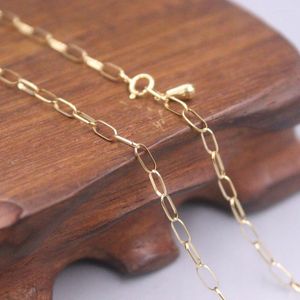 Kettingen Au750 Echte 18K Geelgouden ketting Nekhek voor vrouwen vrouwelijk 1,2 mmw grote kabel rolo ketting 17''l sieraden