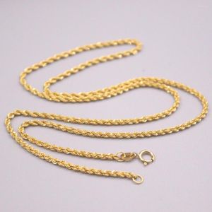 Kettingen Au750 Real 18K Geel Gold Chain Neckalce voor vrouwen vrouwelijk 2,0 mmw hol touw choker ketting 45 cm lengte