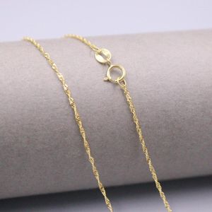 Chaînes Au750 véritable chaîne en or jaune 18 carats collier pour femme femme 0.9mm singapour lien collier ras du cou 18''L cadeau