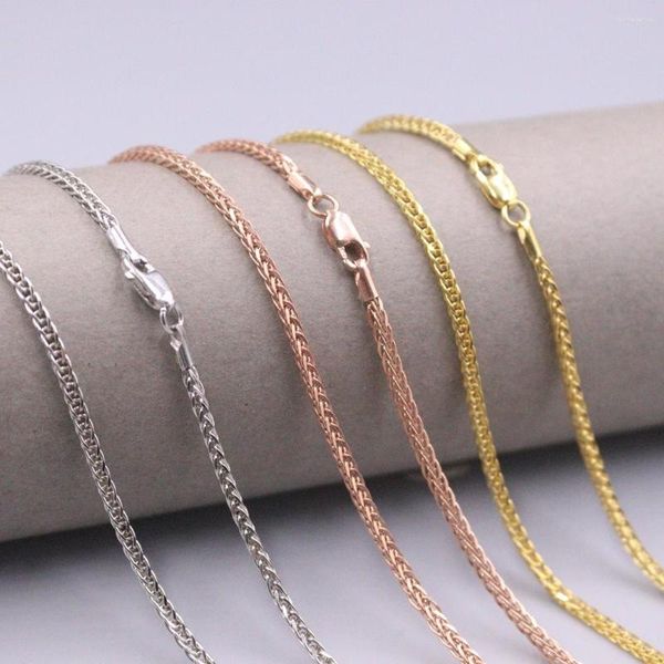 Chaînes Au750 Réel 18K Or Jaune Chaîne Collier Pour Femmes 2.0mmW Blé Collier 18'L Bijoux Cadeau