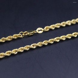 Chaînes Au750 véritable collier chaîne en or jaune 18 carats 50 cm/20 pouces timbre pour femme 3 mm lien de corde