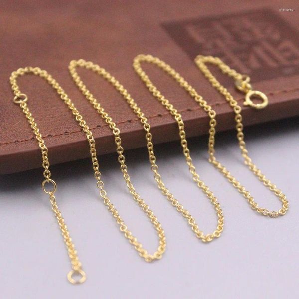 Cadenas Au750 Real 18k Collar de oro amarillo para mujeres 1.1mm Rolo Link Cable Cadena 45 cm Longitud 2.6-2.7G Joyería Envío gratis