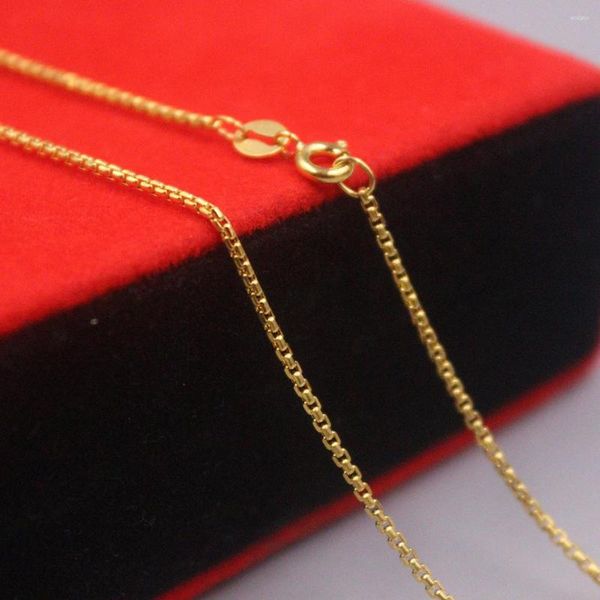 Cadenas Au750 Real 18K Collar de oro amarillo para mujeres 1 mm Caja de enlace cuadrado redondo Cadena 42 cm Longitud 2.1-2.2G Joyería Envío gratuito