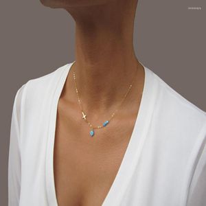 Chaînes d'août mode Cross Clicule chaîne de pin pour femmes Colliers de pierre