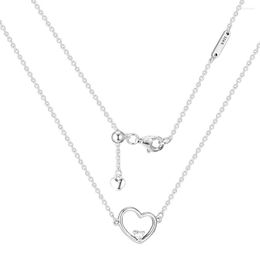 Chaînes Authentique 925 En Argent Sterling Asymétrique Coeur D'amour Pendentif Collier Convient Cadeau Pour Les Femmes Collares De Moda