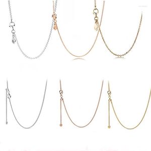 Chaînes Authentique 925 Sterling Silver Curb Cable Collier Pour Femmes DIY Bijoux Perle S925 Charmes 50 cm Long