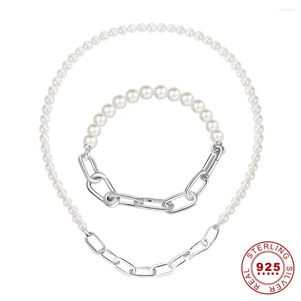 Chaînes Authentique Perle Bracelet Bijoux En Argent Collier Fit Original Me Médaillon Charme Pour Les Femmes DIY S925 Cadeau