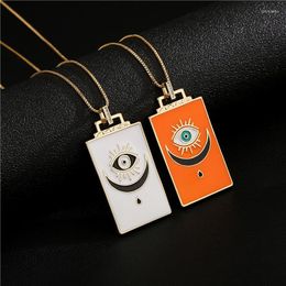 Chaînes Automne Et Hiver Joker Chandail Chaîne Plaqué Or Véritable Gouttes D'huile Lune Oeil Pendentif Collier Femme