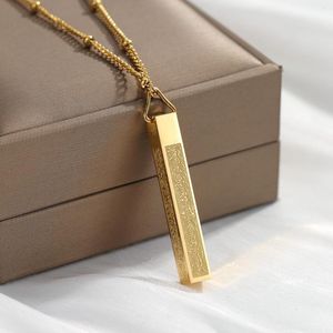 Chaînes Ayatul Kursi 3D Bar Collier Pendentif Islamique Eid Cadeau Ramadan Arabe Bijoux En Acier Inoxydable