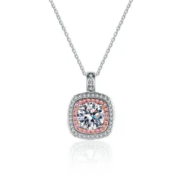 Cadenas AZ407-X Lefei Fashion Trend Luxury Classic Moissanite Diamond-Set 1CT Collar cuadrado Mujeres 925 Silver Party Charms Regalo de joyería