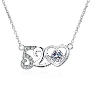 Cadenas AZ445-X Lefei Fashion Trend Luxury Classic Moissanite Love Número 520 Collar de corazón Mujeres S925 Silver Party Charms Regalo de joyería