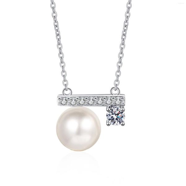 Cadenas AZ500-X Lefei moda lujo clásico elegante Moissanite diamante-set número 7 collar de perlas mujeres 925 plata fiesta encanto joyería