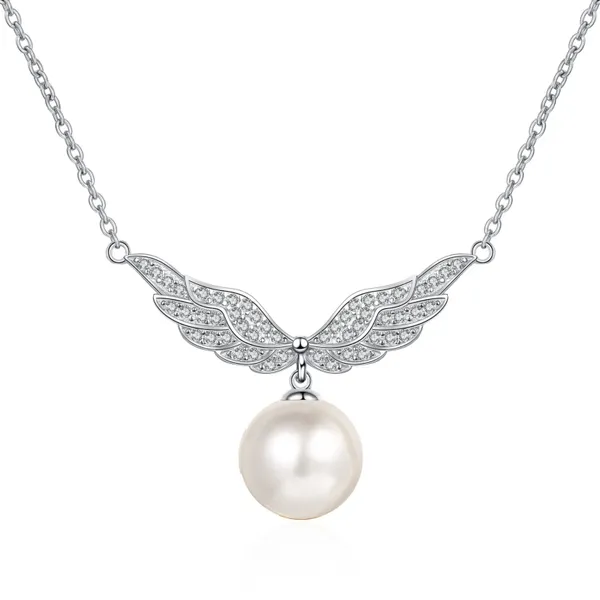 Chaînes AZ520-X Lefei Mode Luxe Classique Moissanite Diamant-Set Perle Angle Aile Colliers Pour Femmes S925 Argent Fête Bijoux Cadeaux