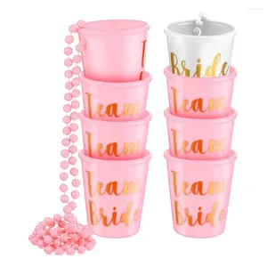 Chaines Bachelor Party Verre de vin Verre Bachelorette S Set Team Bride Bead Chain Cup Plastic Champagne pour la mariée