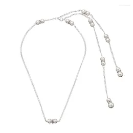 Chaînes Toile de fond Collier Eau Dorp Verre Cristal Pendentif Perle Chaîne arrière Mariée Bijoux De Mariage Robe Dos Nu Longue