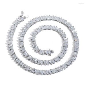 Chaînes Baguette CZ Pierre Tennis Collier Laiton Mode Hip Hop Bijoux Pour Hommes Femmes Cadeau