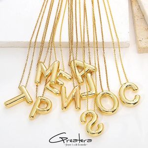 Kettingen ballon initiële letter hanger kettingen voor vrouwen gouden kleur ketting bubble custom puff ketting gepersonaliseerde sieradencadeau