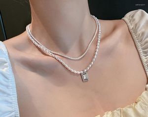 Kettingen barokke natuurlijke parel dubbel gelaagde tweedelige set hanglange choker kettingen voor vrouwen mode-sieraden