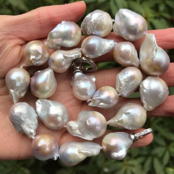 Chaînes Collier de perles baroques 15-18 mm Grandes chaînes de 18 pouces de haut