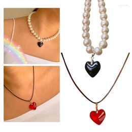 Chaînes Collier de perles pour femmes en forme de coeur chaîne de clavicule doux bijoux de fête de mariage livraison directe