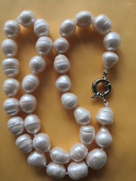 Cadenas hermosas 11-12 mm Natural White Barroque South Sea Pearl Collar 18 