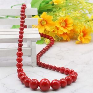 Chaînes belle 6-14mm rouge perle coquille perles rondes bijoux collier bricolage ensemble pierre naturelle faisant la conception MY4277 prix de gros