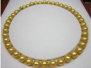 Cadenas hermosas y 18 '' 10-11 mm collar de perlas de oro natural genuino del mar del sur de China 14k