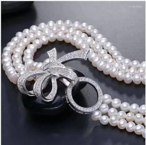 Chaînes magnifiques bijoux fins naturel mer du sud collier de perles blanches 36 