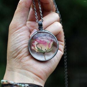 Kettingen Mooie geperste bloemen Neckace Romantische botanische Rose Symbolische bloemenhart Ketting Natuur geïnspireerde sieraden