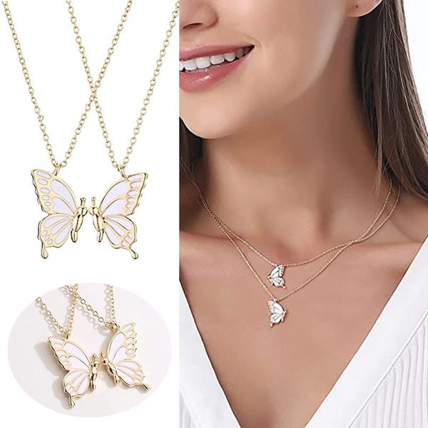 Chaînes Beauté Papillon Pendentif Colliers Assortis Pour Femmes Cadeau Spécial Mère Fille Fine Chaîne Sautoirs Soeur Ami GiftChains