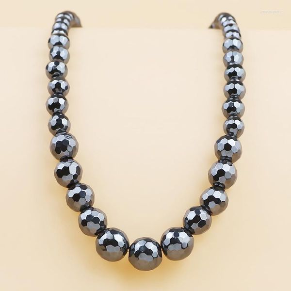 Chaînes Abeille Boule Perles Biger Pendentif Rond Noir Aucun Collier Neutre Magnétique Mode Unisexe Naturel Hématite Pierre Bijoux Ornements