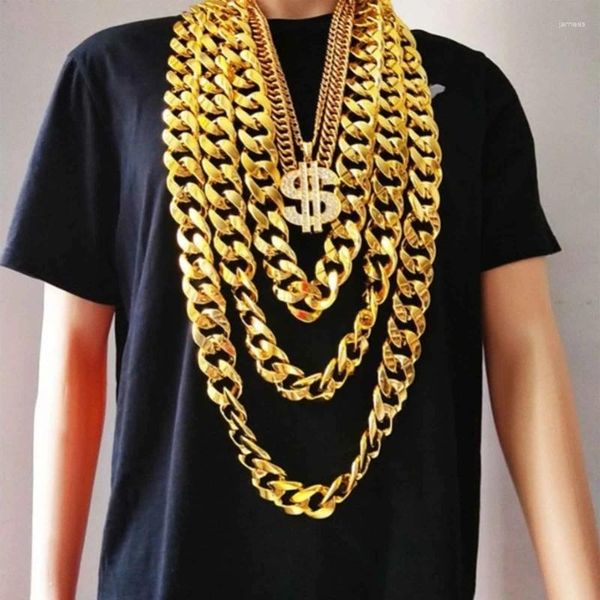 Chaînes Big Chunky Collier Rappeur Faux Chaîne En Or 90s Hip Hop Costume En Plastique Performance Props Bijoux