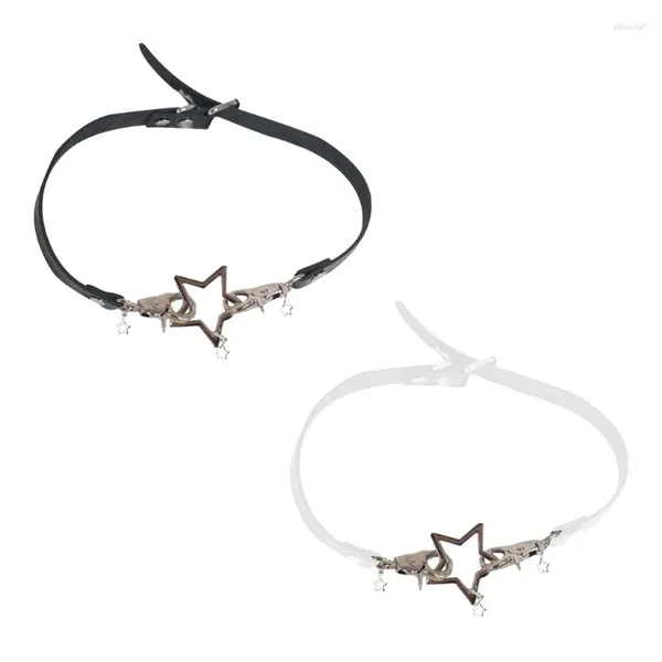 Cadenas Big Pentagram Cuero O Estilo Gargantilla DIY Metal Star Colgante Collar para Mujeres Punk Estética Y2K Accesorio