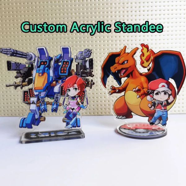 Cadenas Big Szie Custom Anime Standee Figura Soporte de acrílico transparente Genshin Impacto Juego Decoración de escritorio Señal de pie Llavero para fanáticos Regalos