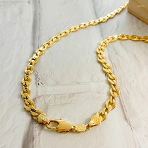 Kettingen Grote Brede 7mm 60 cm Geel Goud Kleur Koper Kinketting Lange Ketting Mannen Sieraden Koop Link Collares Kolye