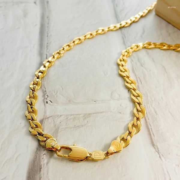 Chaînes Big Large 7mm 60cm Couleur Or Jaune Cuivre Curb Chaîne Long Collier Hommes Bijoux Vente Lien Collares Kolye