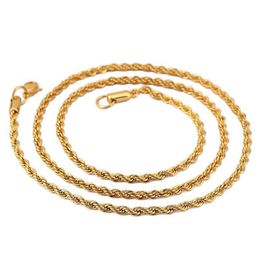 Cadenas Bk 18K Gold chapada para mujeres M Collares de gargantilla de cuerda retorcida Joyería Tamaño 16 18 20 22 24 30 pulgadas Pendientes de entrega de caída DHPVX