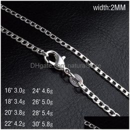 Kettingen Bk 2Mm 925 Sterling Sier Side Ketting Cubaanse Schakelkettingen Voor Vrouwen Heren Sieraden 16 18 20 22 24 26 28 30 Inch Drop Levering Je Dht36