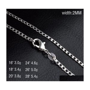 Chaînes Bk 2Mm 925 Sterling Sier Side Collier Cubain Lien Pour Femmes Hommes Bijoux 16 18 20 22 24 26 28 30 Pouces Drop Delivery Necklac Dhqwo