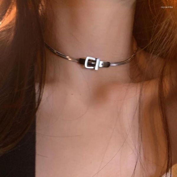 Cadenas negro gótico Y2K estilo cadena Collar Simple Ot Collar cinturón sujetador para mujeres 2023 moda chicas boda joyería regalo