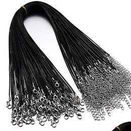 Ketens zwart lederen koord touw ketting ketting gewaxt kreeft klauw gesp bk voor sieraden maken string diy accessoires drop levering fi dhf2l