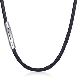 Chaînes Colliers en cuir artificiel noir pour hommes femmes bijoux masculins collier de cordon cadeau pour hommes en acier inoxydable fermoir magnétique 3mm DDN22