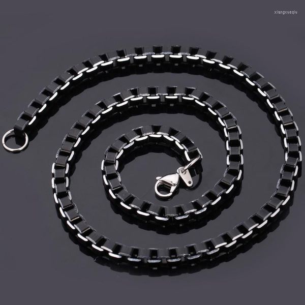 Cadenas Colgante negro Collar Caja Cadena Joyería de moda Aleación de aluminio Simple 46 CM / 55 CM / 66 CM Deporte / Regalo causal para hombres Pulseras N215