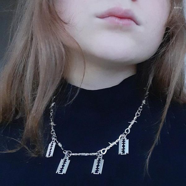 Cadenas hoja alambre de púas pequeño collar de espinas para mujeres hombres Hip Hop gótico Punk pequeñas zarzas joyería de hierro regalos
