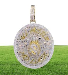 Chaines Bling All Hustle No Luck Pendant Iced Out Money Bag Dollar Symbol Collier pavé 5A CZ CUBIC Zircon Men Femmes HipHop Jewelr3659693