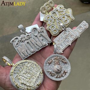 Chaînes Bling All Hustle No Luck Pendentif Glacé Sac d'argent Dollar Symbole Collier Pavé 5A CZ Cubique Zircon Hommes Femmes Hiphop Jewelr188L